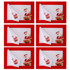 Jogo Americano 6 Peças + Guardanapo Papai Noel  Em Tecido