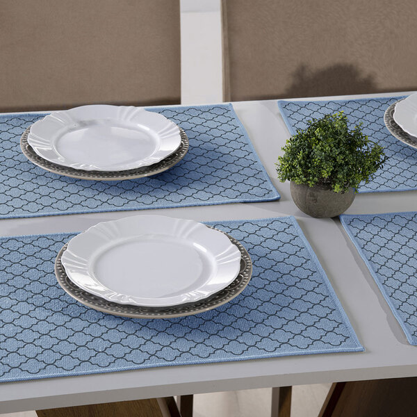 Jogo Americano Azul Agriz Cinza 33x50cm Antiderrapante