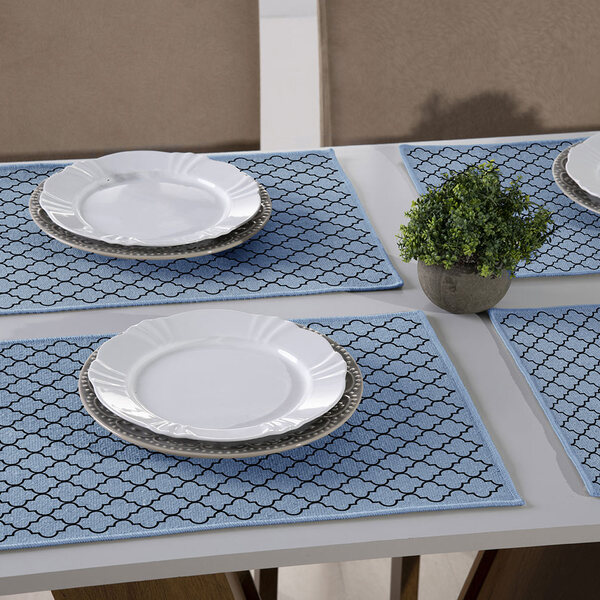 Jogo Americano Azul Agriz Preto 33x50cm Antiderrapante