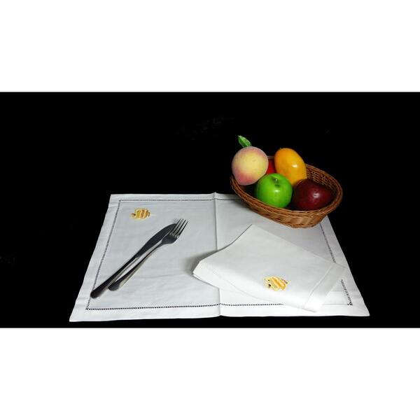 Jogo Americano Bordado Peixe Listras Amarelas Mesa Vietnã