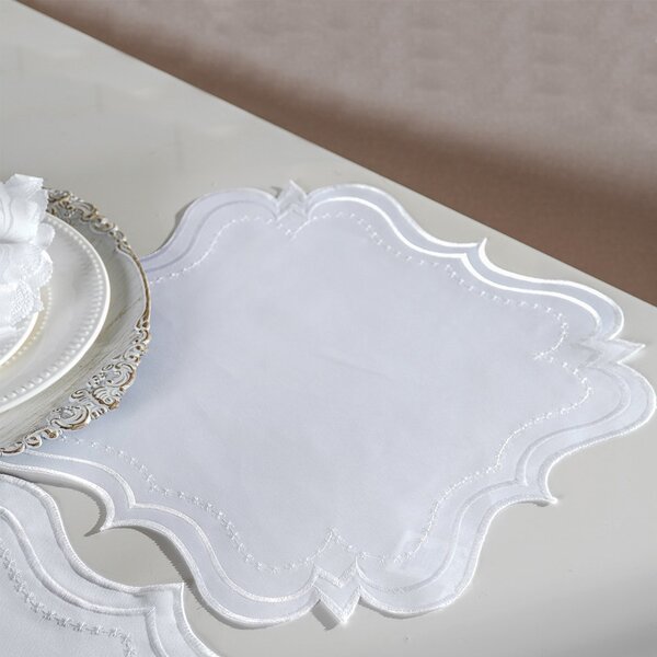 Jogo Americano Bordare 2 Pçs Bordado 40x40cm Branco