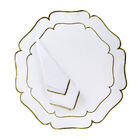 Jogo Americano Branco Bordado Verde E Guardanapo - 4 Unid