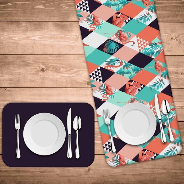 Jogo Americano Com Caminho De Mesa Wevans Flamant Abstract