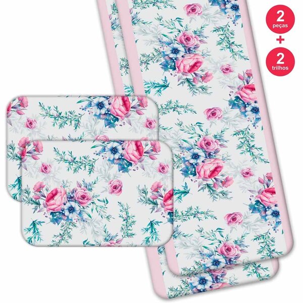 Jogo Americano Com Caminho De Mesa Wevans Floral Premium