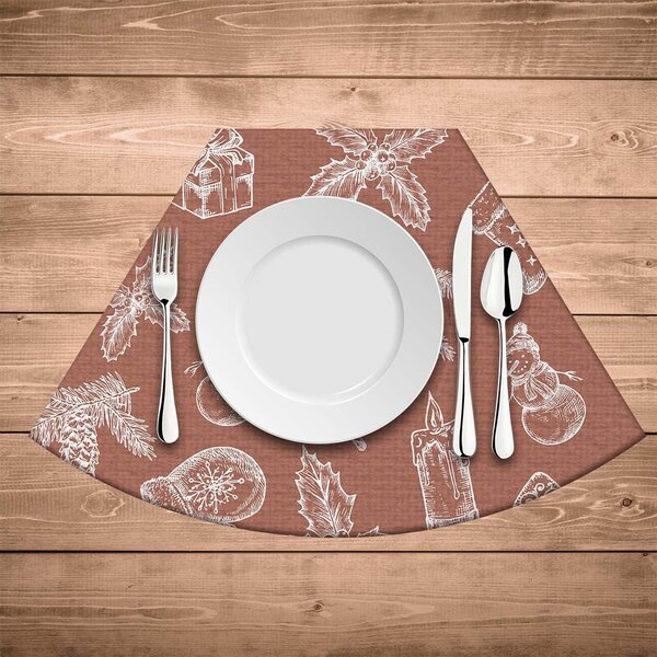 Jogo Americano De Natal Redondo Elementos Natalinos Marrom