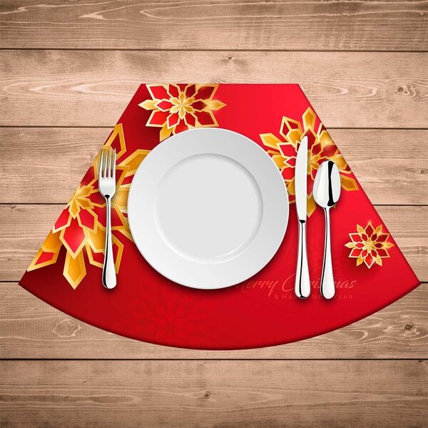 Jogo Americano De Natal Redondo Flor Abstrata Natalina