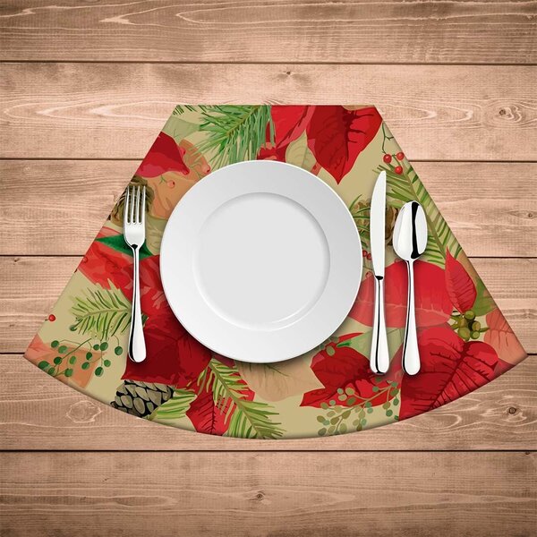 Jogo Americano De Natal Redondo Floral Natalino