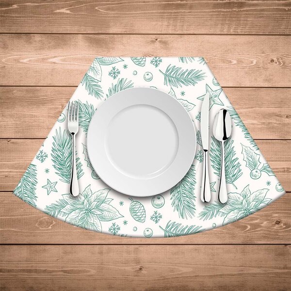 Jogo Americano De Natal Redondo Folhas Natalinas