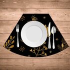 Jogo Americano De Natal Redondo Folhas Natalinas Preto