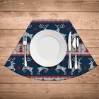 Jogo Americano De Natal Redondo Natal Antigo Azul