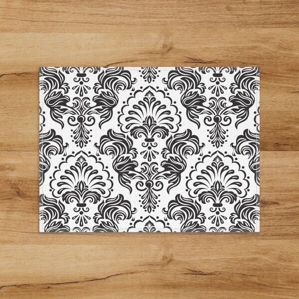 Jogo Americano Em Linho Arabesco Preto - 30x40 Cm 2 Peças