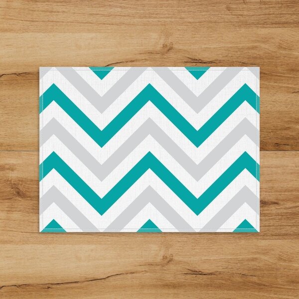 Jogo Americano Em Linho Chevron Tiffany E Cinza - 30x40 Cm 2