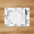 Jogo Americano Em Linho Coqueiros Preto - 30x40 Cm 2 Peças