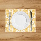 Jogo Americano Em Linho Estampa Arabesco Amarelo - 30x40 Cm 2