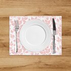 Jogo Americano Em Linho Folhas E Flores Salmão - 30x40 Cm 2 P