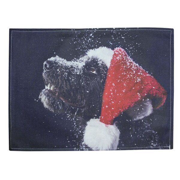 Jogo Americano Estampa Natal Cachorro Natalino  2 Peças