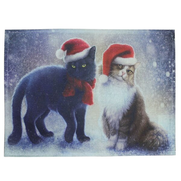 Jogo Americano Estampa Natal Gatinho Natalino 6 Peças