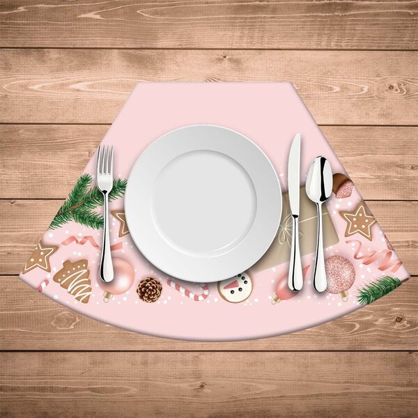 Jogo Americano Para Mesa Redonda Wevans Natal Rosa