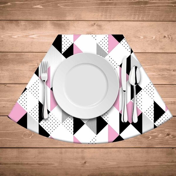 Jogo Americano Para Mesa Redonda Wevans Triângulos Rosa
