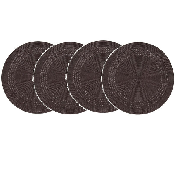 Jogo Americano Redondo Entrelaçado - 4 Unidades - Chocolate