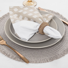 Jogo Americano Redondo Lana Fibra e Tecido Cinza 38cm 1 Peça Copa & Cia