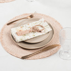 Jogo Americano Redondo Lana Fibra e Tecido Rosa Chá 38cm 1 Peça Copa & Cia