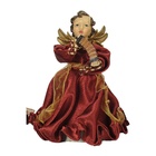 Jogo Anjo Instrumentista Vinho E Bronze Natal Ponteira 17cm 3