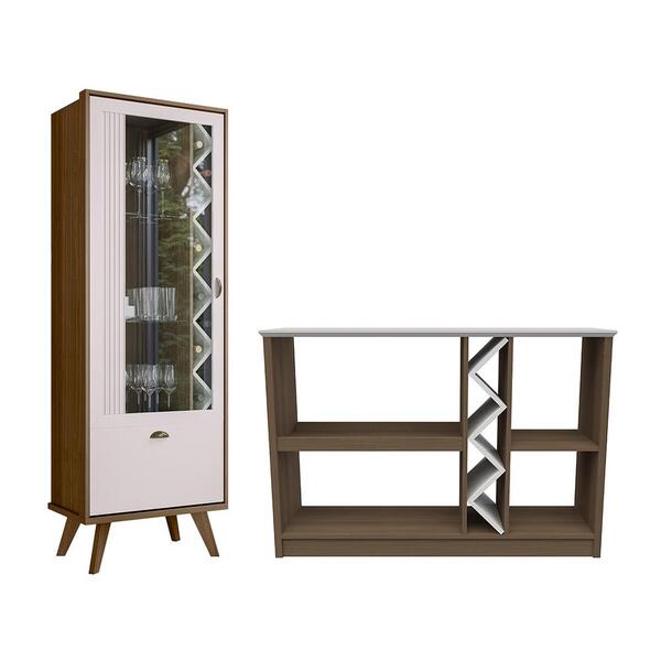 Jogo Aparador E Cristaleira Kyoto Imbuia Off White