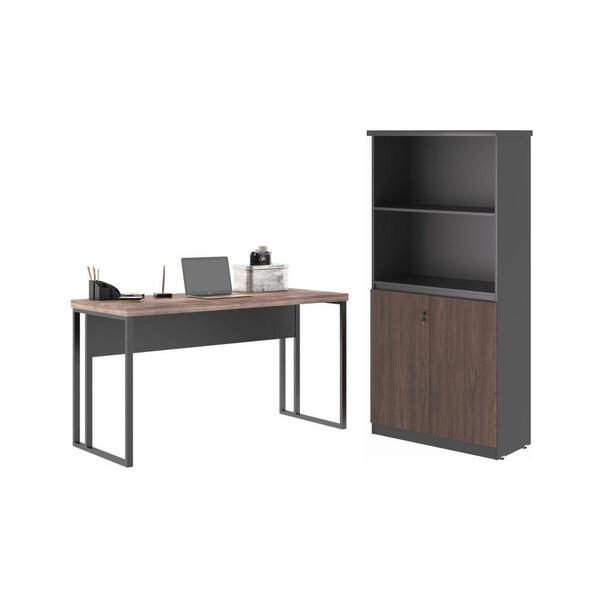 Jogo Armario E Escrivaninha Chile Nogueira Preto