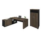 Jogo Armário E Mesa Executiva Colchester Charuto Preto