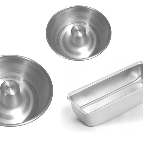Jogo Assadeiras Alumínio 3 Peças Bolo Furo No Meio E Forma Pa