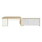 Jogo Balcão E Mesa Executiva Chesterfield Carvalho Branco