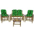 Jogo Bambu Namoradeira, 4 Lugares 4 Almofadas E Mesa Centro