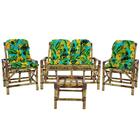 Jogo Bambu Namoradeira, 4 Lugares E Mesa Centro 4 Almofadas