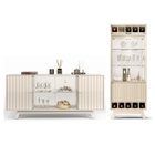 Jogo Bancada E Cristaleira Yumi Creme