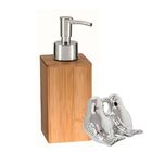 Jogo Banheiro Porta Sabonete Líquido Bambu E Casal Pássaro Po