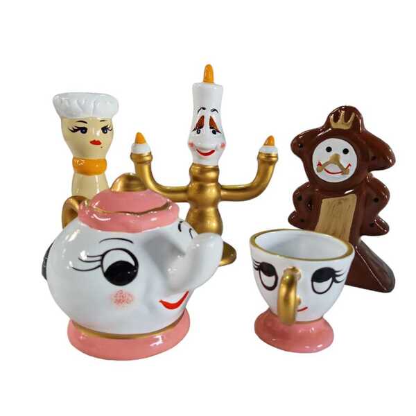 Jogo Bela E A Fera 5 Peças Completo Lilás E Rosa Para Festa I