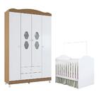 Jogo Berço E Guarda-roupa Kansas Branco Almendra  Acetinado
