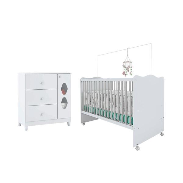 Jogo Berço Mini Cama E Cômoda Torino Branco