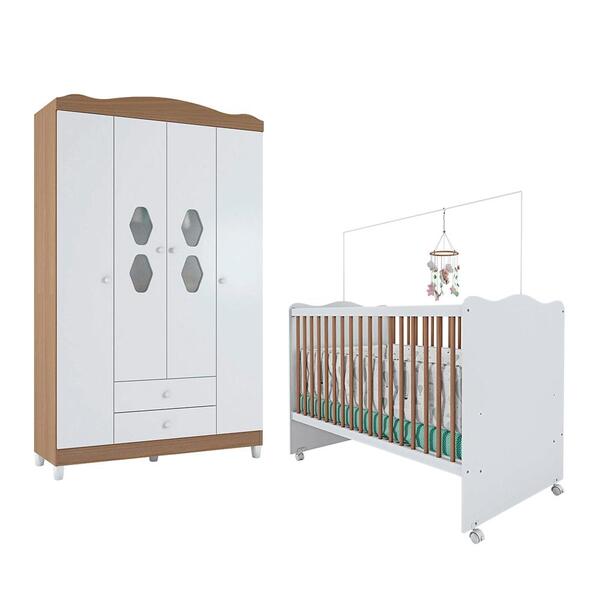 Jogo Berço Mini Cama E Roupeiro Milano Almendra