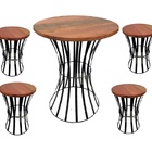 Jogo Bistro Bar Modelo Carretel Mesa Ferro E Madeira Demoliçã