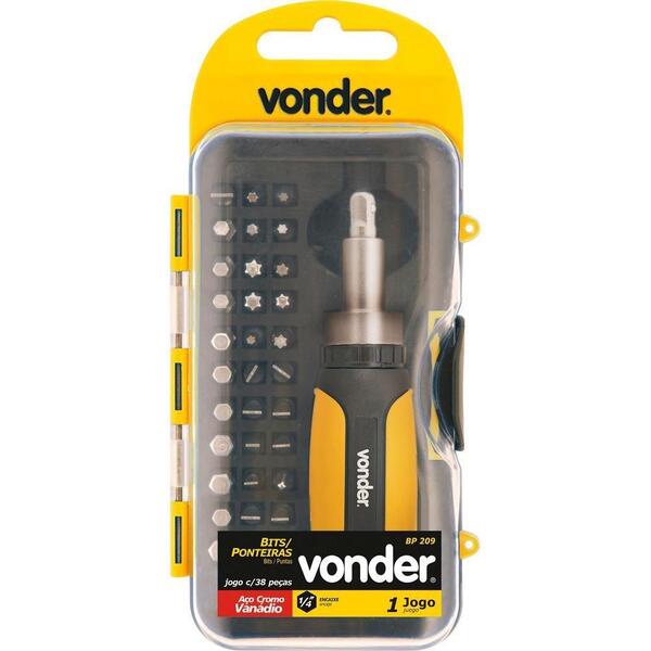 Jogo Bits Ponteiras 1/4" C/ 38 Pç Cromo Vanádio Bp209 Vonder
