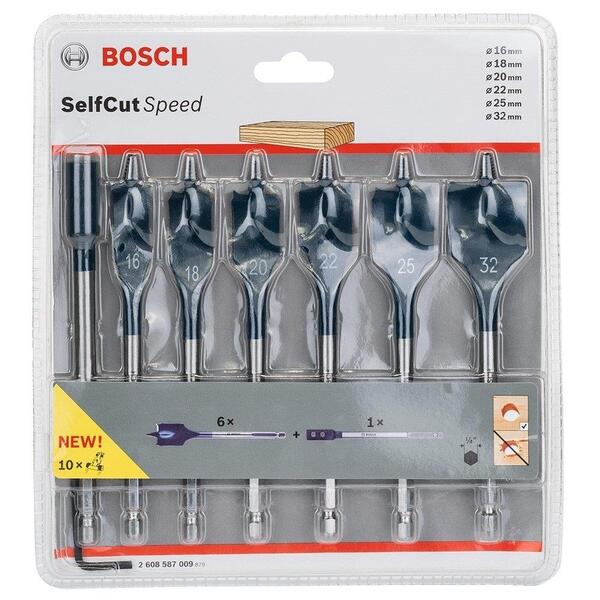 Jogo Broca Chata Madeira Bosch Selfcut Speed 16-32mm 7 Peças