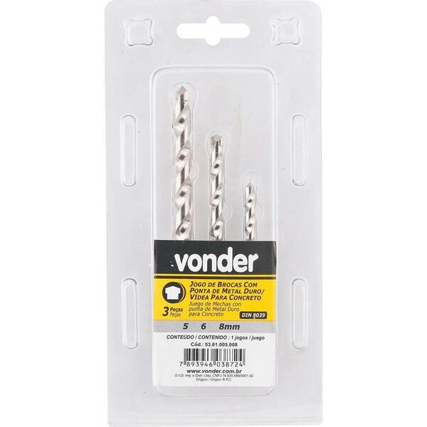 Jogo Broca De Vídea 5-6-8mm Din 8039 Para Concreto Estojo Pl