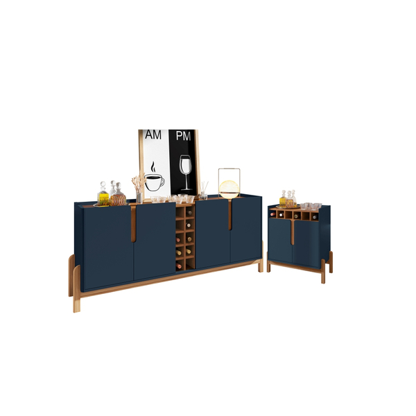 Jogo Buffet 1.9 E Bar Office Azul Cobalto Cedro