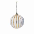 Jogo C/4 Peças Bolas Natal Listras Branco/ouro 10cm 1361471