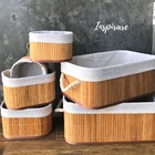 Jogo C/6 Cestos Em Bambu E Linho