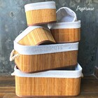 Jogo C/6 Cestos Em Bambu E Linho