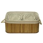 Jogo C/6 Cestos Em Bambu E Linho