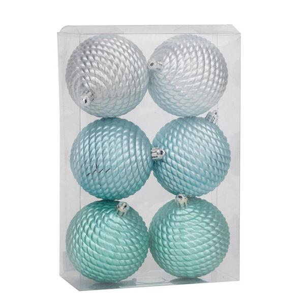 Jogo C/6 Peças Bolas Natal Trancada Azf/azk/azp 8cm 1020162
